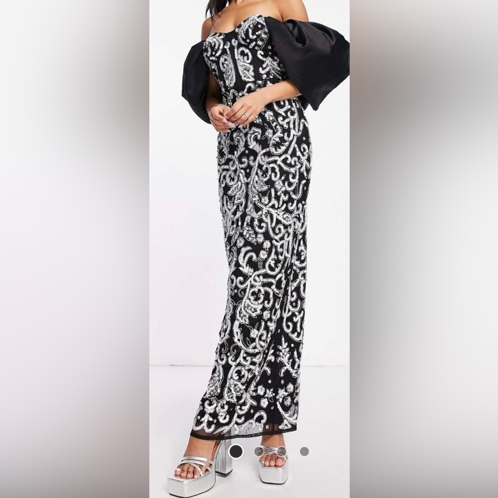 ASOS Black and White Strapless Prom Dress